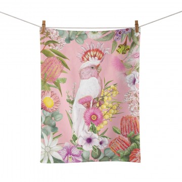 Cotton Tea Towel | Australian Wildflowers Cockatoo